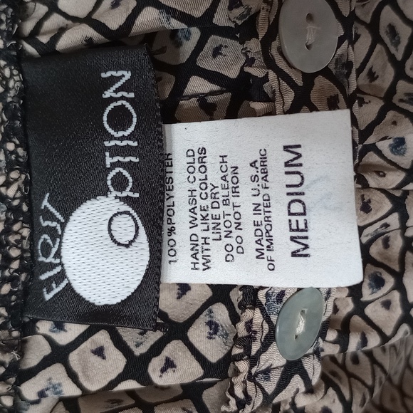 EUC VINTAGE FIRST OPTION Ivory & Black Country Design Pants. Size Medium - Picture 5 of 5